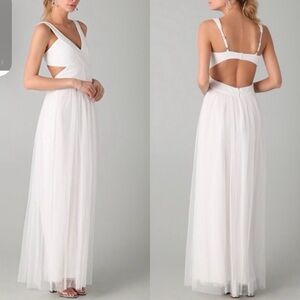 ISO BCBGMaxAzria “Mara” white cutout maxi dress